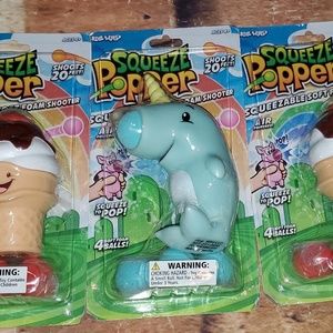 3 pack of squeeze Popper Shoots 20 feet Soft Foam Shooter Toy NIP